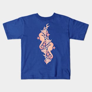 Sweet Seahorses and Starfish in Peach Kids T-Shirt